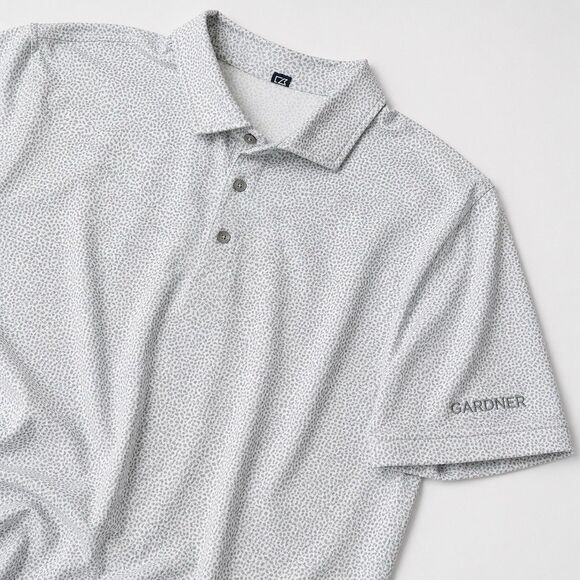 Cutter & Buck Other - Cutter & Buck Mens Virtue Botanical Print Golf Polo Gray White Gardner Logo XL